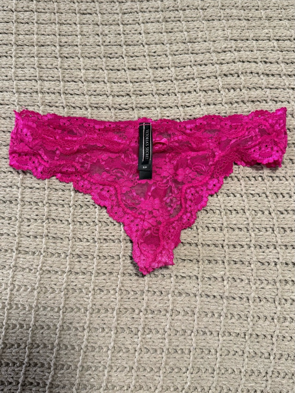 Victoria's Secret Fuchsia Lace Thong